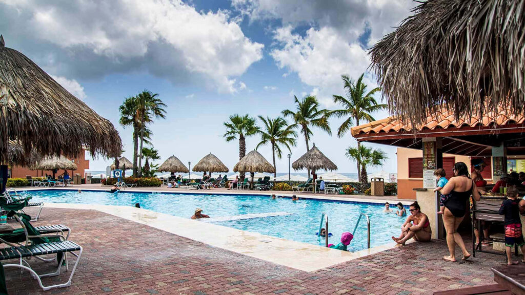 Tropical Poolside Paradise Wallpaper - Relaxing Vacation Vibes