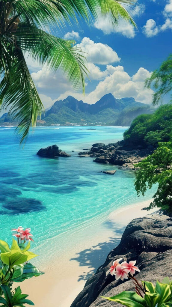 Tropical Paradise Wallpaper: Pristine Beach & Turquoise Waters