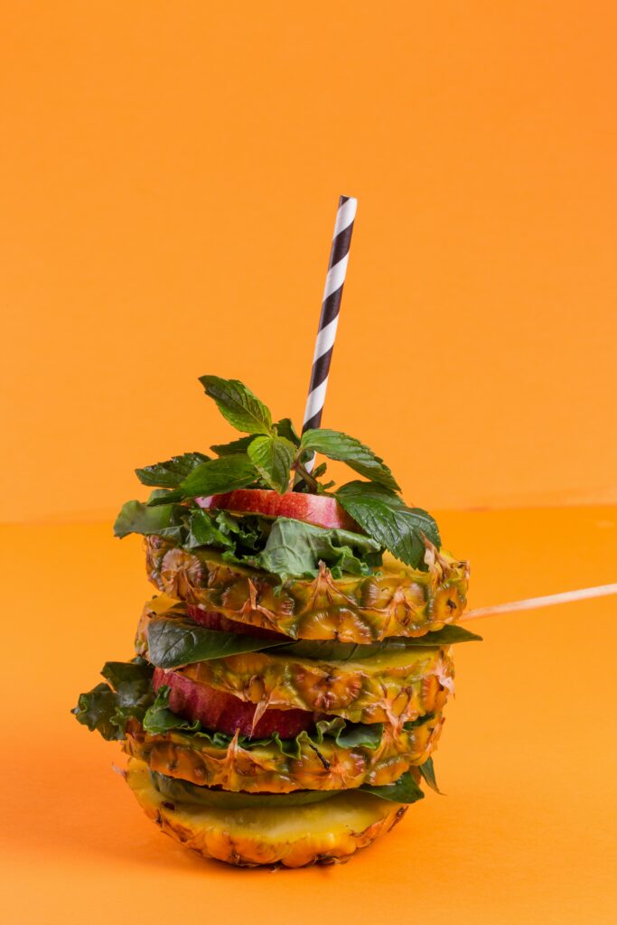 Tropical Wallpaper: Pineapple & Apple Slice Cocktail Design