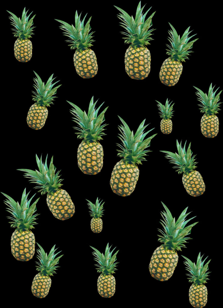 Vibrant Pineapple Pattern Wallpaper on Sleek Black Background