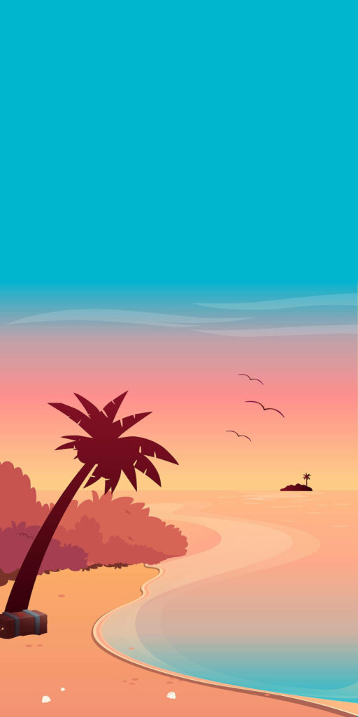 Tropical Paradise: Experiencing the Vibrant Beach Vibes with a Playful Palm Tree and an Island Escape - A Captivating Vibe Background Image Wallpaper
