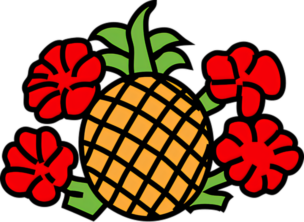Tropical Pineapple Wallpaper: Bright Hibiscus & Lush Green Leaves