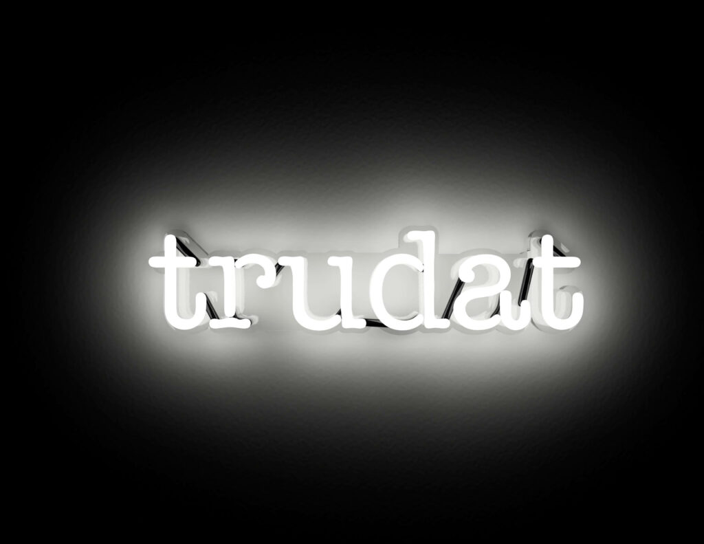 Trudat Neon Wallpaper: Sleek Black Background with Bright White Design