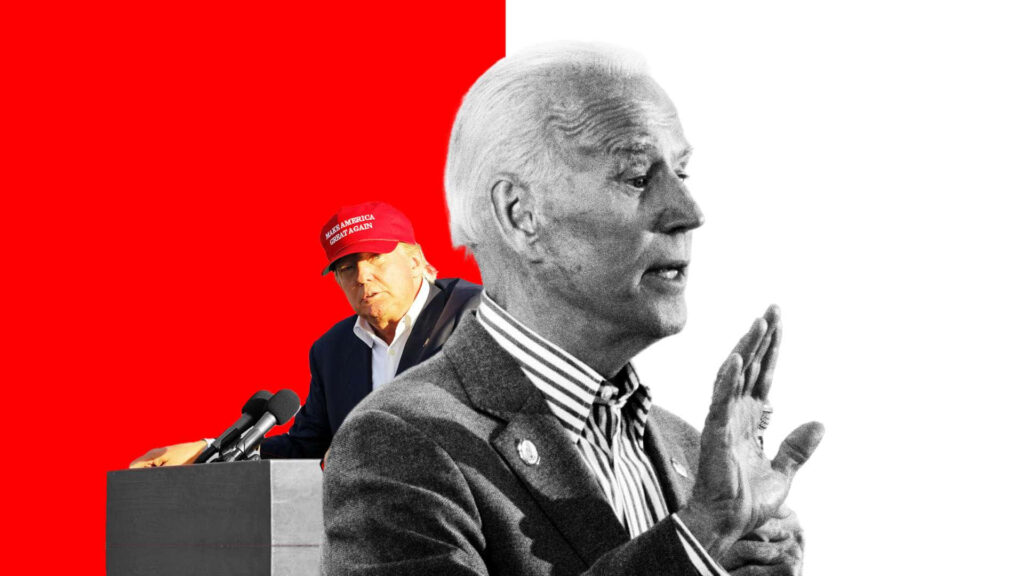 Trump vs. Biden Wallpaper: Red-White Contrast Design