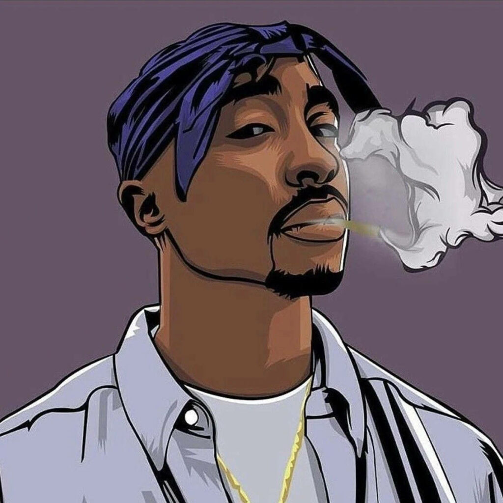 The Majestic Tupac Shakur: Commanding the 90s Awards Stage in Royal Purple and Bling Wallpaper