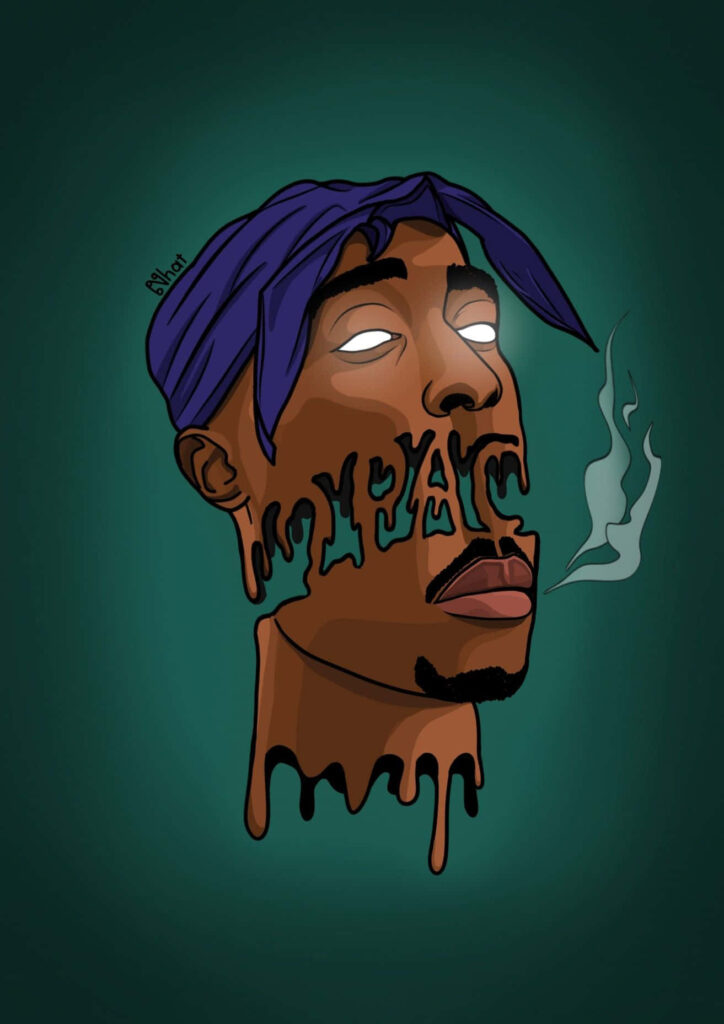 Iconic Tupac Shakur: A Legendary Rap Figure Enveloped in Fan Love Wallpaper