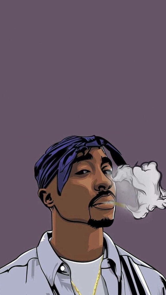 In the Timeless Snapshot: Celebrating the Iconic Tupac Shakur's Unforgettable Style and Influential Music Wallpaper