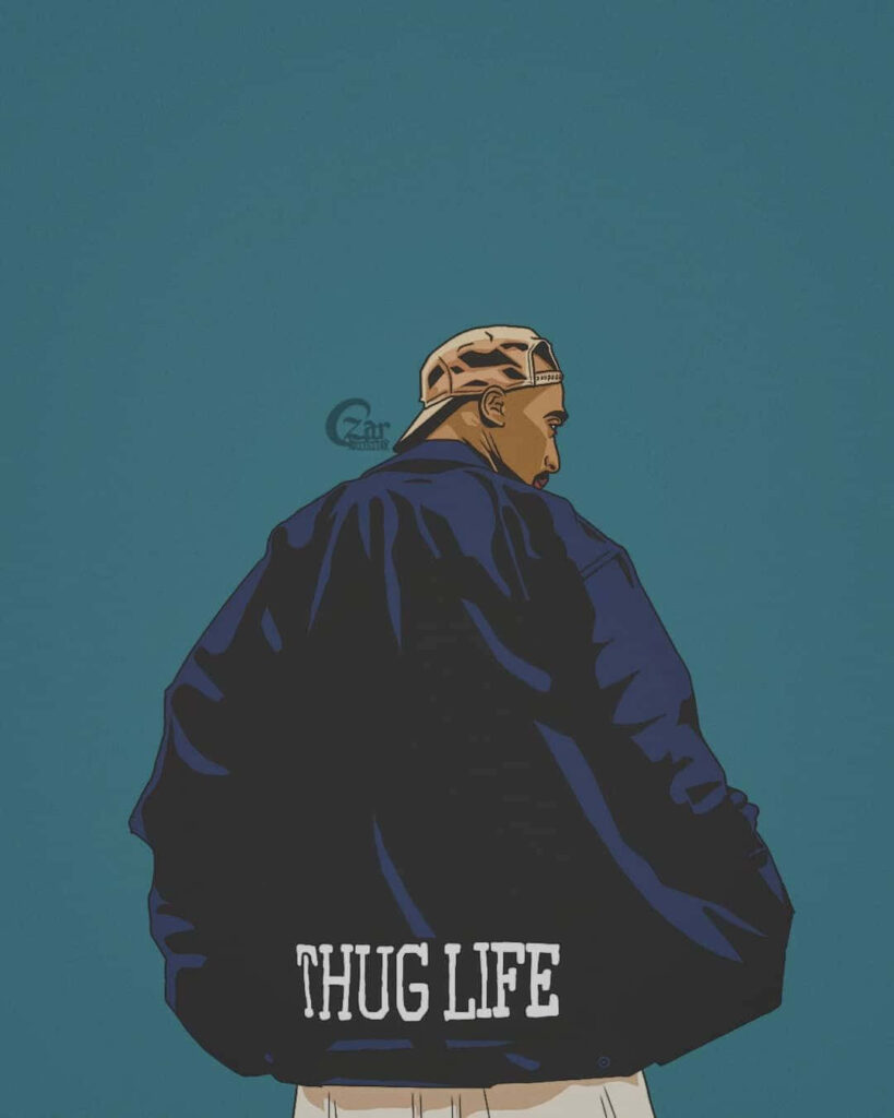 Compton Chronicles: Tupac Shakur Unleashes Cartoon Swagger on his Hometown Wallpaper