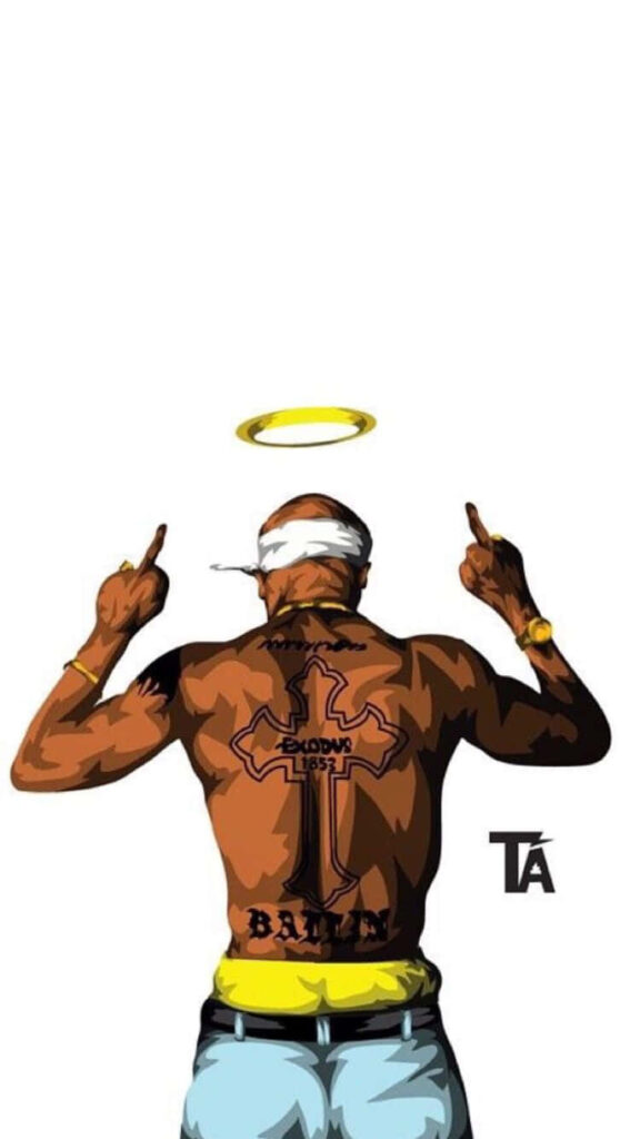 Streetlight Sentinel: Tupac's Iconic Stance, Spreading Truth and Hope Wallpaper