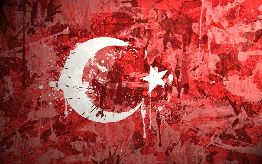 Artistic Turkish Flag Wallpaper with Bold Textured Red & White Background