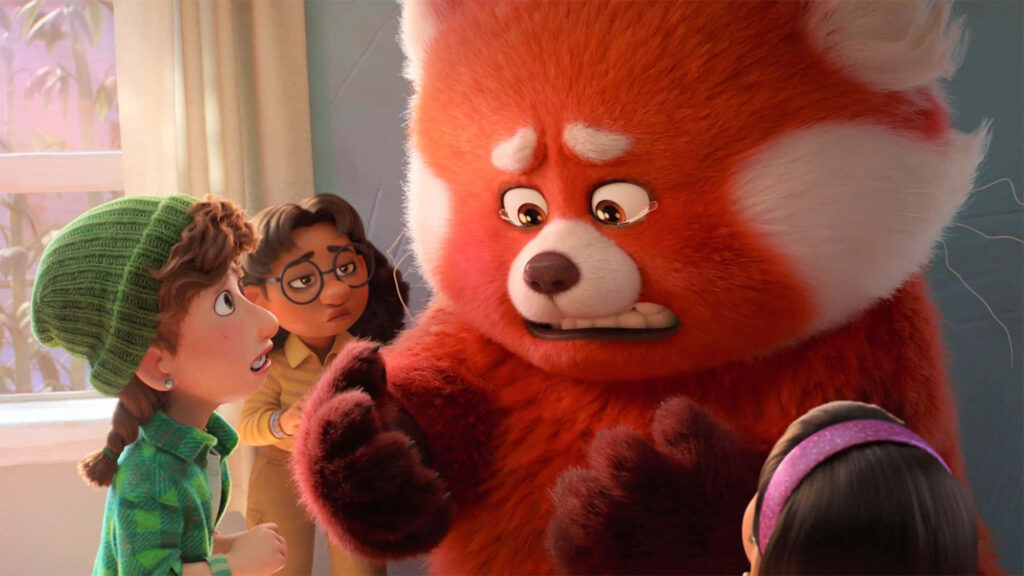 Turning Red Wallpaper: Mei's Panda Transformation with Friends
