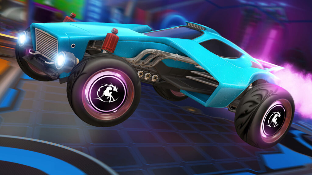 Turquoise Animus GP: Revving Up Rocket League's 4K Wallpaper