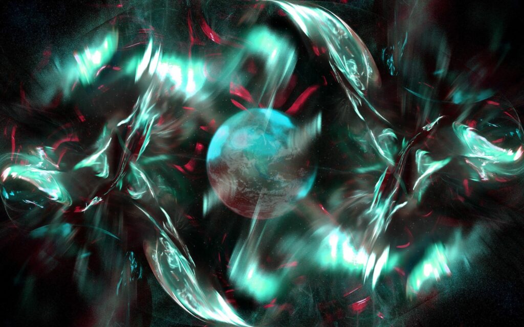 Futuristic Abstract Wallpaper: Glowing Turquoise and White Design