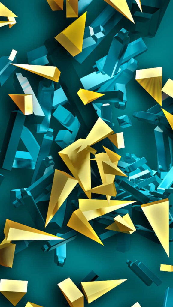 Abstract Turquoise and Golden Yellow Geometric Wallpaper Design