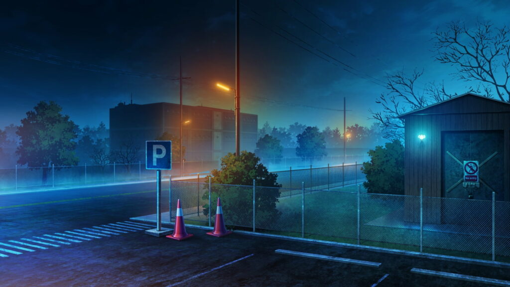Midnight Glow: Captivating Anime Cityscape Wallpaper