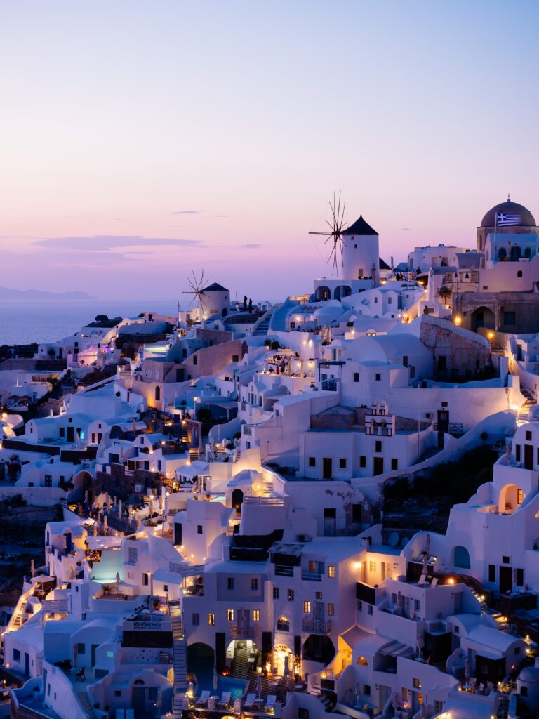 Twilight Oia Wallpaper: Stunning Architecture & Pastel Skies