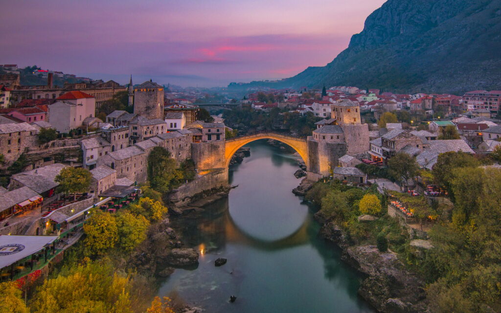 Old Bridge and Cityscape in Bosnia Herzegovina - 4K Ultra HD Wallpaper for Desktop, Laptop, Tablet, and Mobile Phones