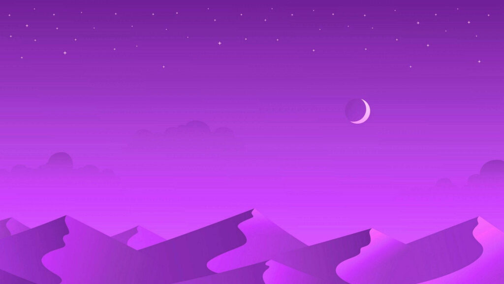 Violet Dreamscape: Aesthetic Mac Wallpaper of a Twinkling Sphere Above Majestic Mountains
