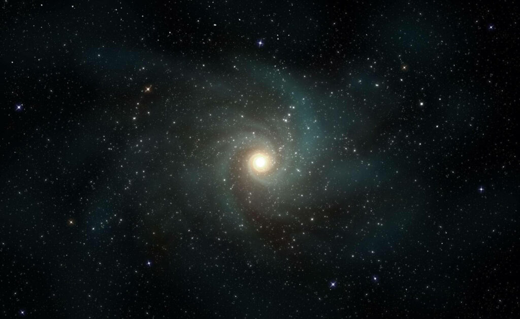 Radiant spiral galaxy wallpaper with glowing core and swirling arms in vibrant cosmic hues
