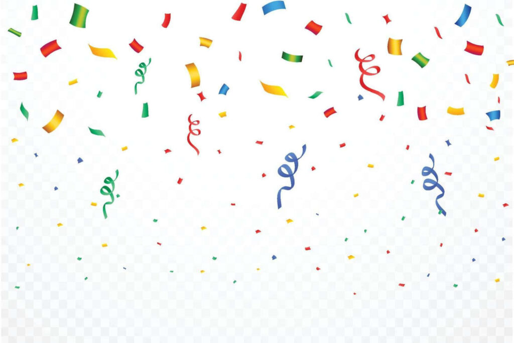 Vibrant Foil Confetti Celebration on a Grid Background Wallpaper