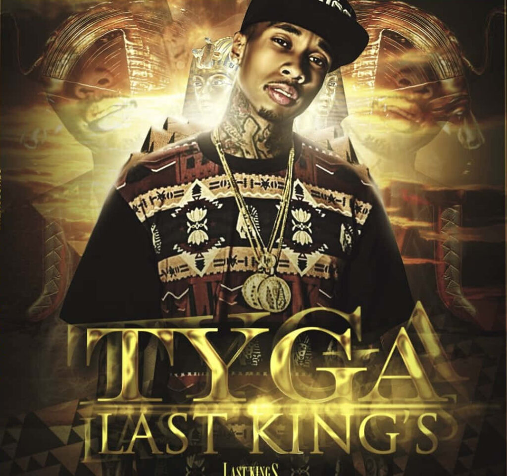 Tyga Last Kings Wallpaper: Striking Pose & Intricate Gold Design