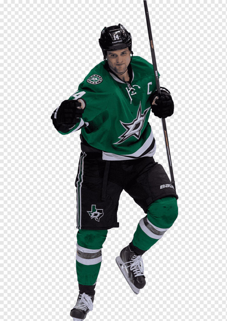 Tyler Seguin Dallas Stars ice hockey player celebrating in green jersey transparent background wallpaper