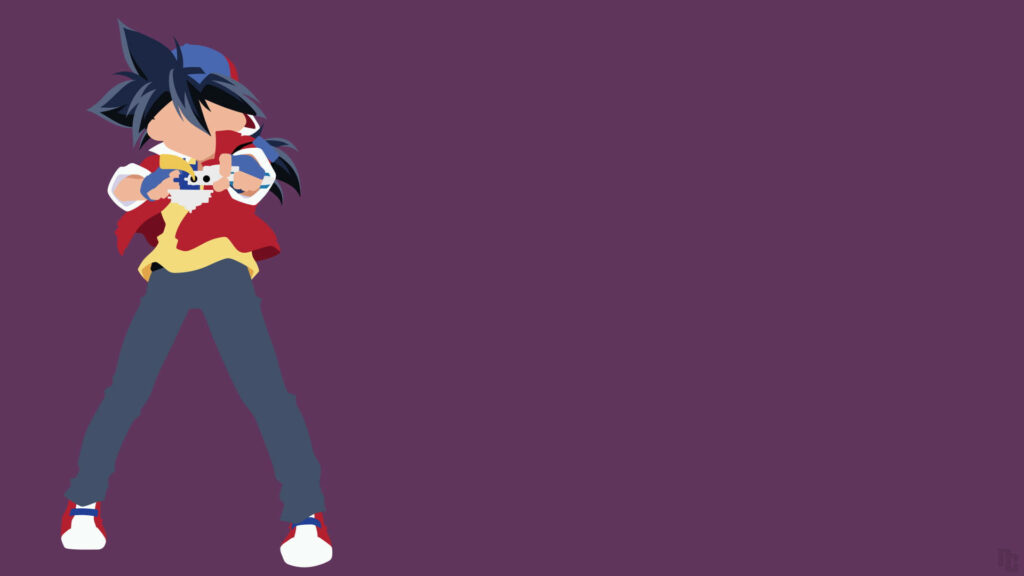 Beyblade's Iconic Character Tyson Launches His Beyblade in Vibrant Vector Art Wallpaper