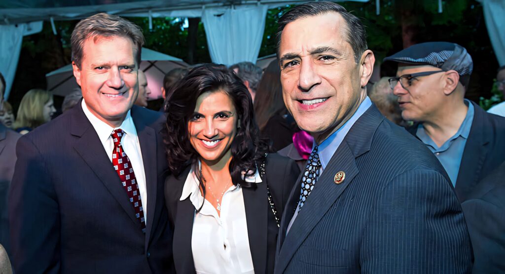 U.S. Representatives Mike Turner Majida Mourad and Darrell Issa smiling at a formal political event Wallpaper