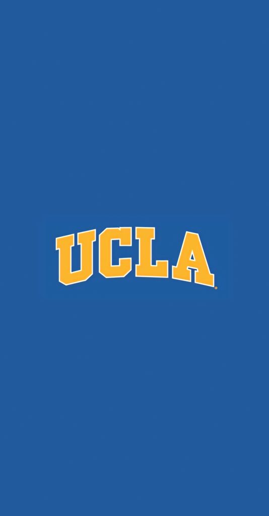 Minimalist UCLA Phone Wallpaper: Bold Gold on Blue Background