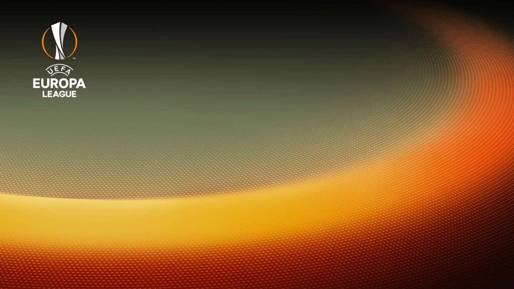 UEFA Europa League wallpaper with dark orange gradient geometric patterns and official logo