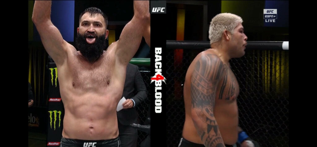 UFC fighters Andrei Arlovski and Mark Hunt intense MMA octagon battle wallpaper background