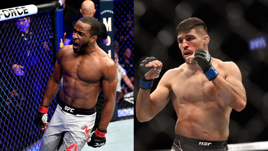 UFC wallpaper featuring welterweight fighters Geoff Neal and Vicente Luque in intense MMA battle