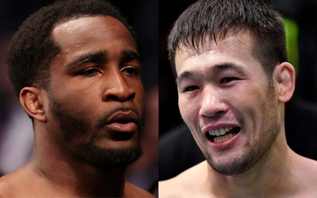 UFC welterweights Geoff Neal and Shavkat Rakhmonov intense split-screen fight wallpaper background