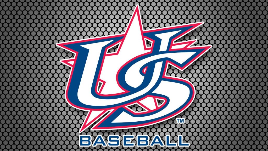 USA Baseball wallpaper featuring bold national team logo on dark metallic mesh background