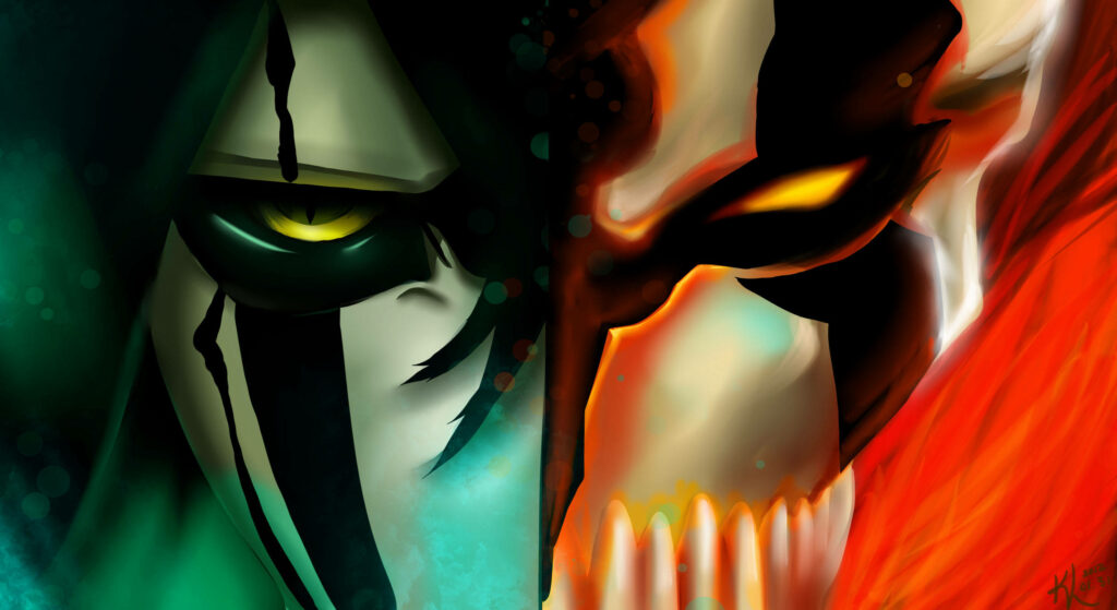 Ulquiorra Cifer & Ichigo Wallpaper: Eye-Catching Split Design