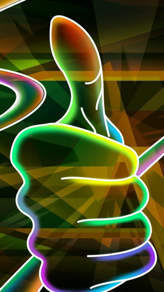 Glowing Palm: The Ultimate HD Phone Wallpaper with 3D Neon Hand