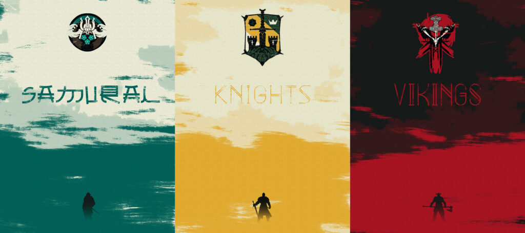 Legendary Warriors Unite: Conquerors of For Honor! 4k Poster Showcasing the Mighty Samurai, Valiant Knights, and Fierce Vikings, with Heroic Silhouettes in a Thrilling Battle Scene Wallpaper