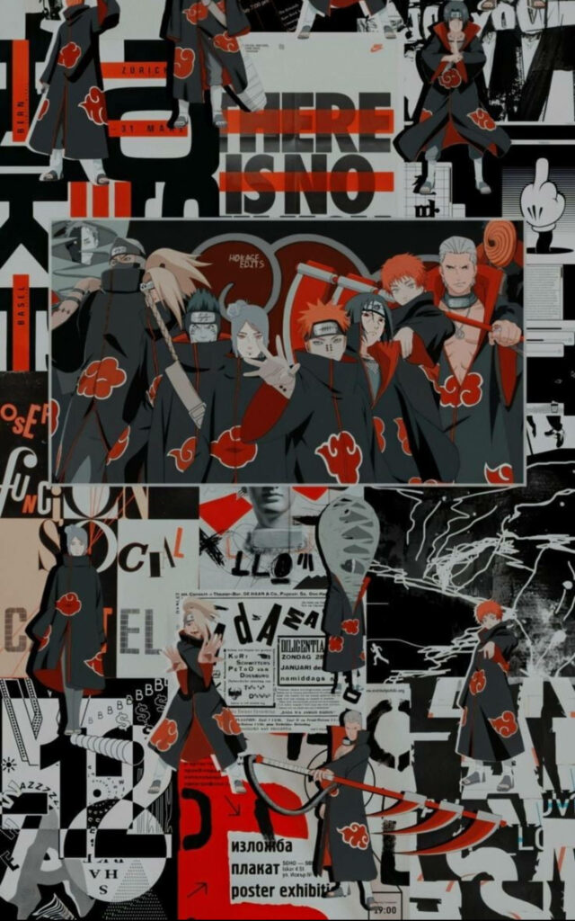 Redefining Phone Art: Naruto Characters Unite in the Akatsuki Phone Background Masterpiece Wallpaper