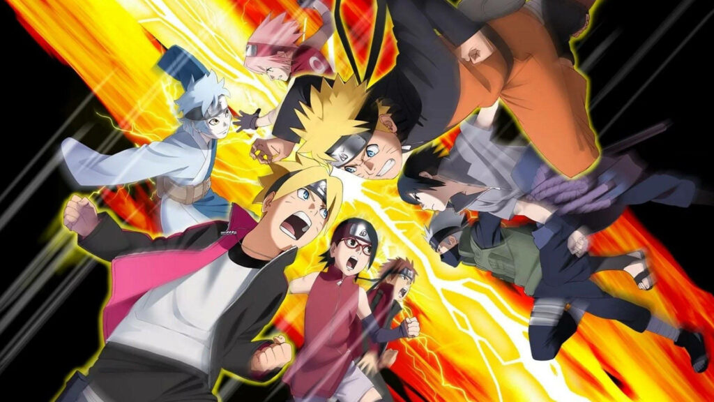 The Ultimate Showdown: Epic Clash between Naruto's Classic Team 7 and the Powerful Boruto's Team 7 in a Dope Anime Background Wallpaper