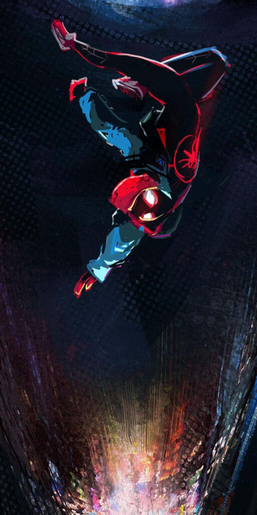 Gravity-Defying Spider-Man: Captivating Digital Art of Miles Morales in an Enigmatic Freefall Wallpaper