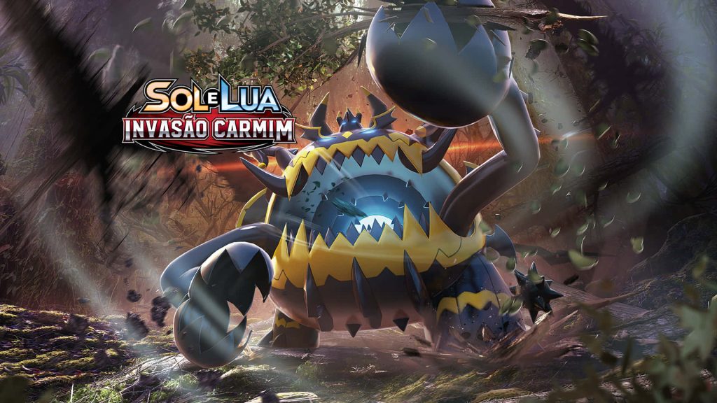 Ultra Beast Guzzlord glowing in dark forest cinematic Pokémon TCG Sole Lua Invasão Carmim wallpaper