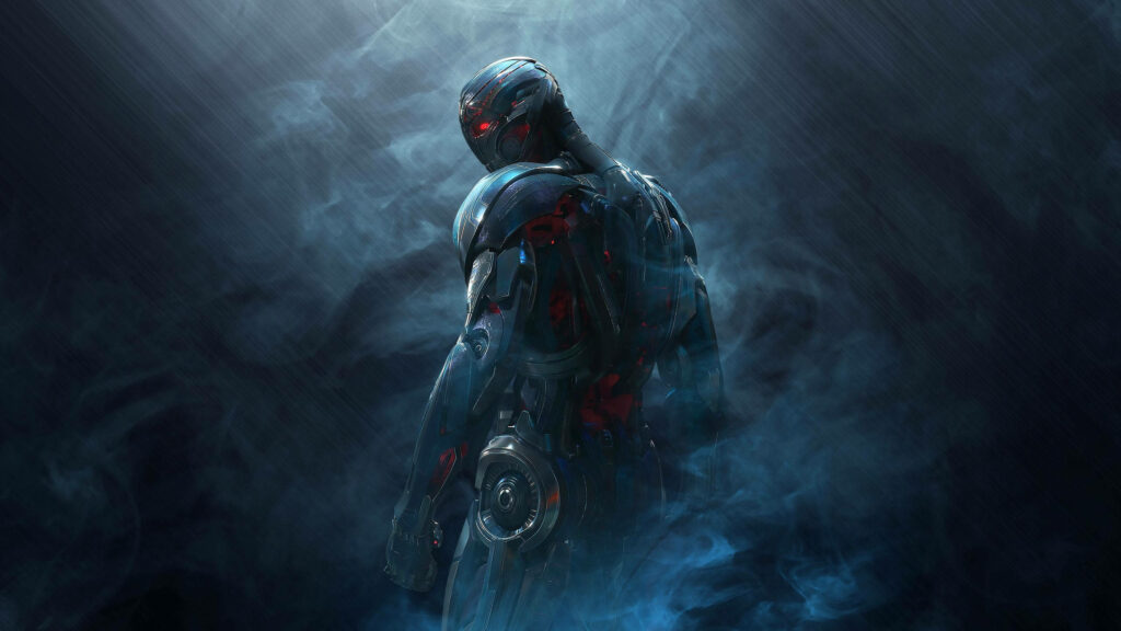Ultron's Brooding Gaze: Marvel's Menacing Android in 4K Marvel Iphone Wallpaper