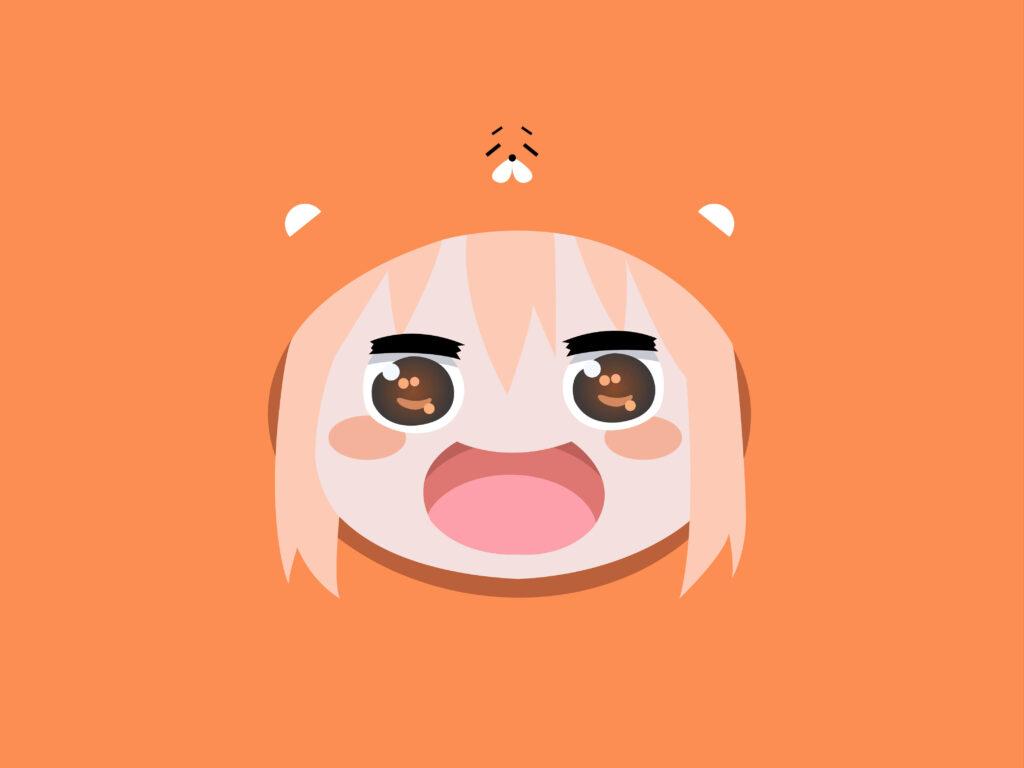Umaru's Charming Baby Smile: A Delightful Desktop Wallpaper on an Orange Background
