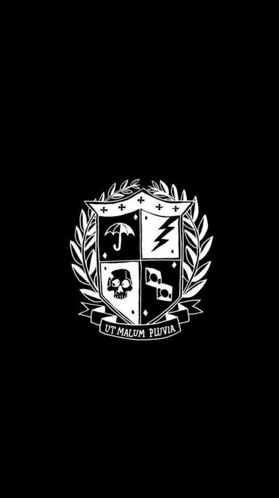Umbrella Academy Logo Wallpaper: Shield, Symbols & Latin Design