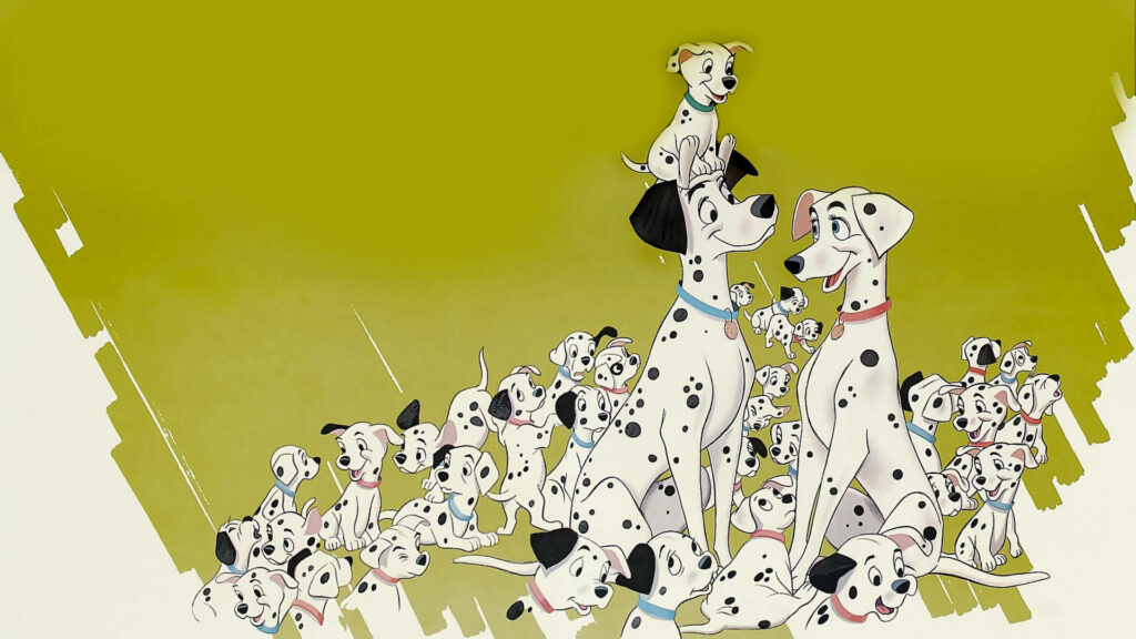Pongo and Perdita's Unbreakable Connection: A Vibrant Tribute to the 101 Dalmatians Puppies Wallpaper