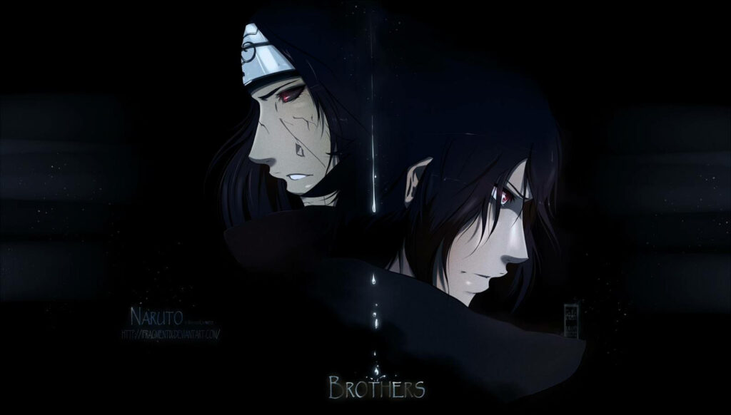 The Unbreakable Bond: Uchiha Brothers United in Darkness Wallpaper