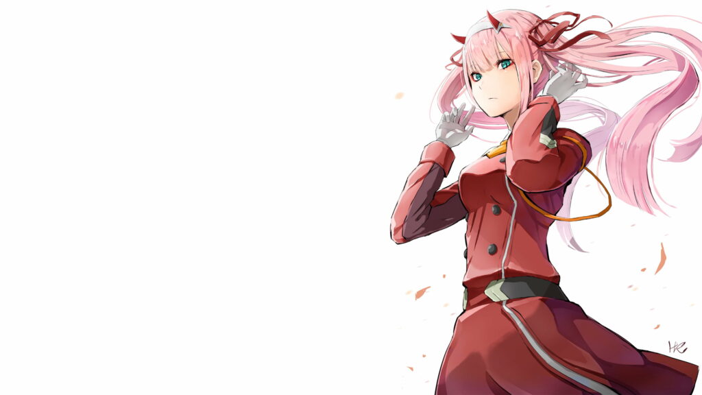 Reveling in the Fragile Bound: Zero Two and Hiro United in Solitude Wallpaper