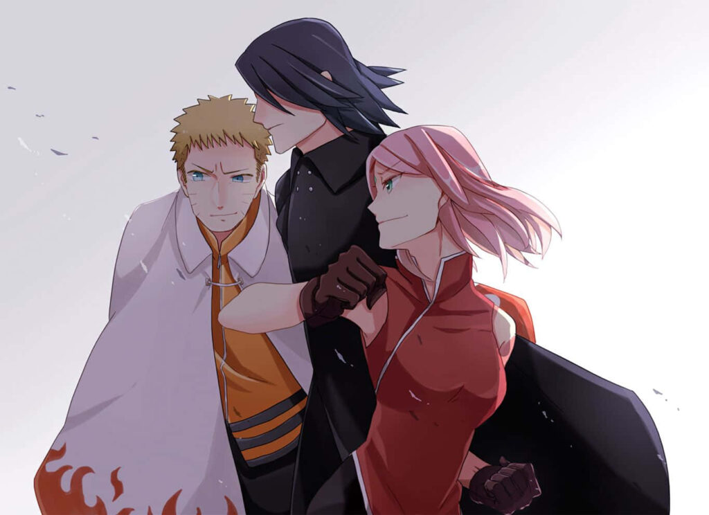 The Legendary Team 7 Unites: A Memorable Naruto Anime Snapshot Wallpaper