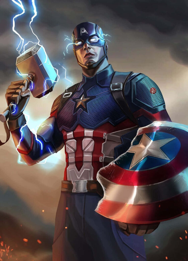 Rise of the Worthy: Captain America Unleashed with Shattered Shield - A Majestic Marvel Hero Emerges from Avengers Endgame Wallpaper
