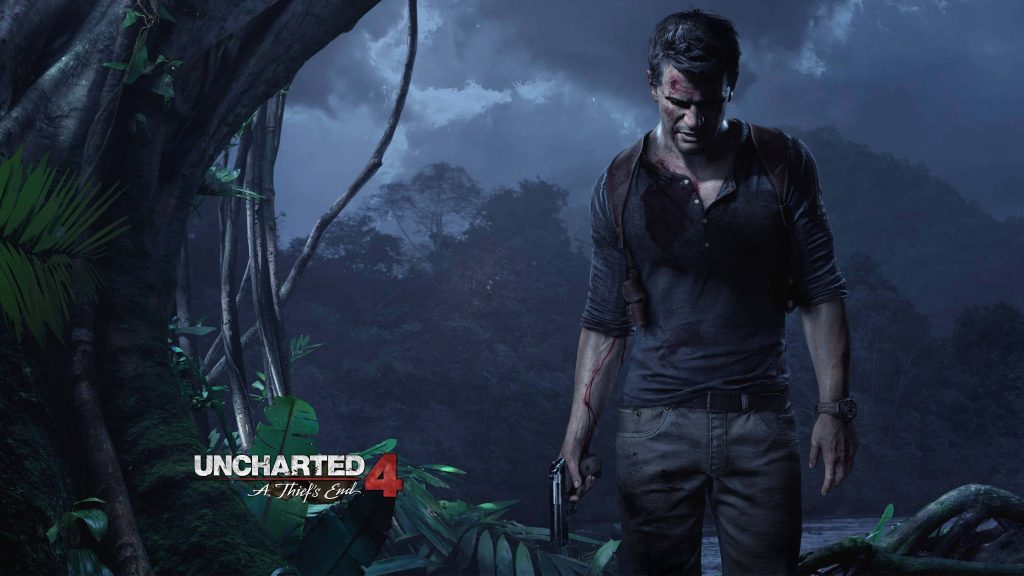 Uncharted 4 Nathan Drake gritty jungle wallpaper cinematic survival adventure background